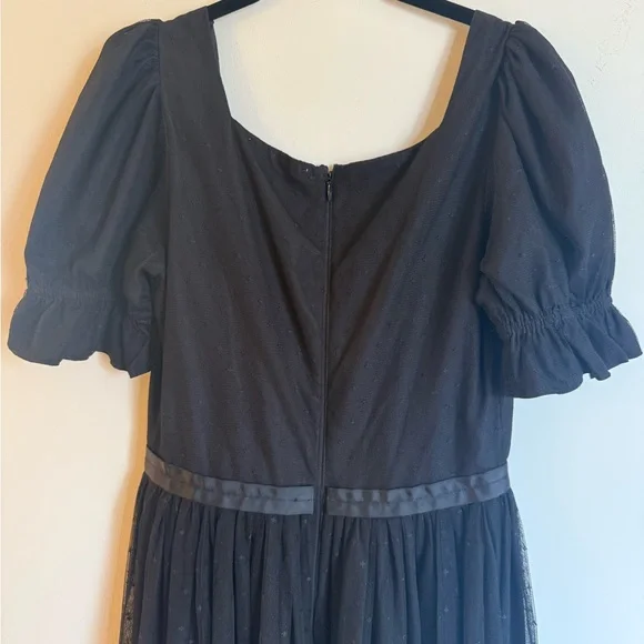 Ivy City Co. Ballerina Tulle Puff Sleeve Formal Midi Dress in Black - Picture 10 of 12